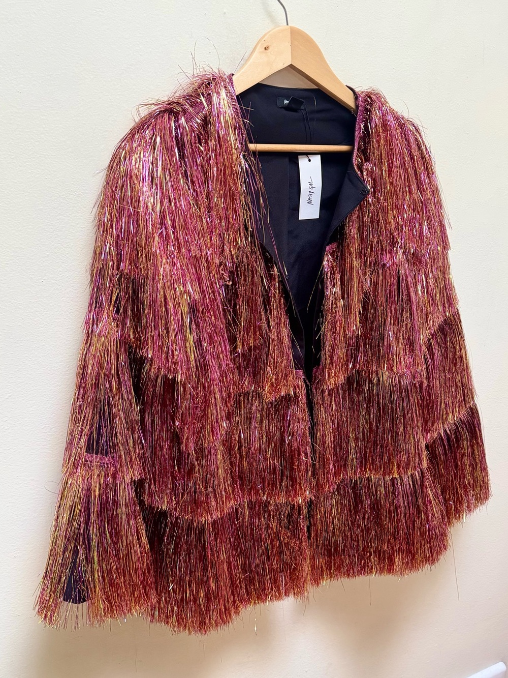 NastyGal *NEW* Metallic Pink Tinsel Fringe Party Jacket - Picture 7 of 15